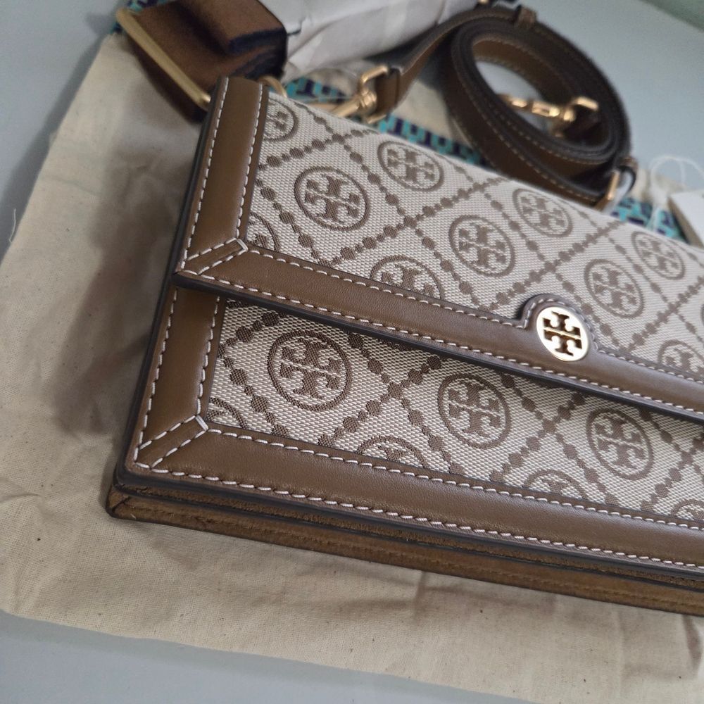 New! Tory Burch T Monogram Jacquard Shoulder Bag Crossbody - Picture 4 of 6